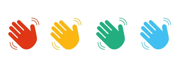 Waving Hands Icons Set Isolated White Background Sign Greeting Goodbye — Stockvektor