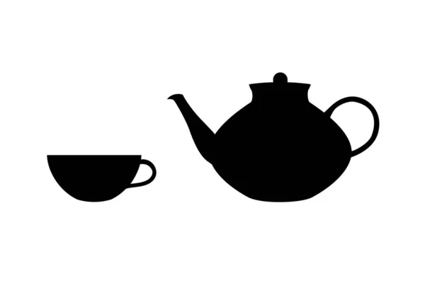 Czajniczek Ikona Kubka Symbol Herbaty Ilustracja Wektora Płaskiego — Wektor stockowy