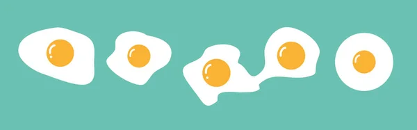 Bir Dizi Farklı Pişmiş Yumurta Tam Yumurta Çiğ Sahanda Yumurta — Stok Vektör