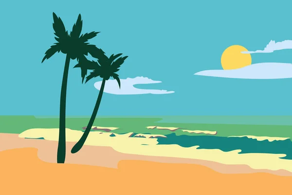 Vector Illustration Beach Sea Coast Landscape Creative Banner Landing Page — Stock Vector
