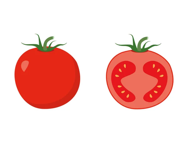 Rebanada Tomate Aislada Blanco Tomate Bio Alimento Ilustración Verduras Saludables — Archivo Imágenes Vectoriales