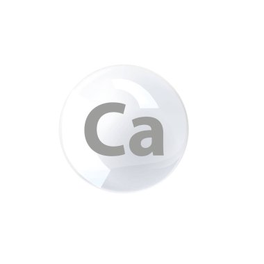 Kalsiyum mineral hapı ikonu. 3D vektör bırakma mineral ve vitamin takviyesi tıbbi beslenme kompleksi.