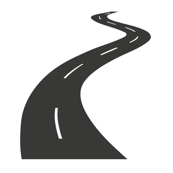 İzole edilmiş beyaz arka planda virajlı bir yol. Yol konumu bilgi şablonları.