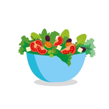 Yunan salatası. Düz vektör çizimi. Basit yemek çizgi film ikonu tasarımı. sağlıklı yeme kavramı