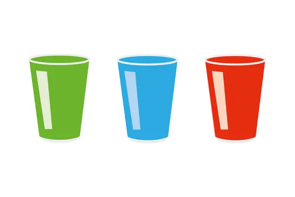 Απομονωμένο Κύπελλο Πάρτι Διανυσματική Απεικόνιση Πράσινο Μπλε Και Κόκκινο Ποτήρι — Διανυσματικό Αρχείο