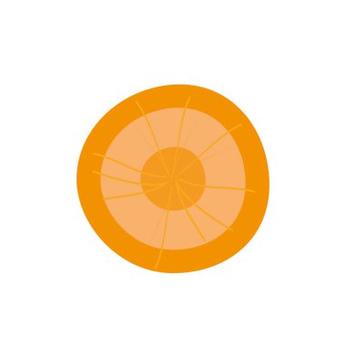 Bir dilim havuç. Kesik içinde havuç. Çizgi film tarzında beyaz arkaplanda izole edilmiş düz vektör illüstrasyonu