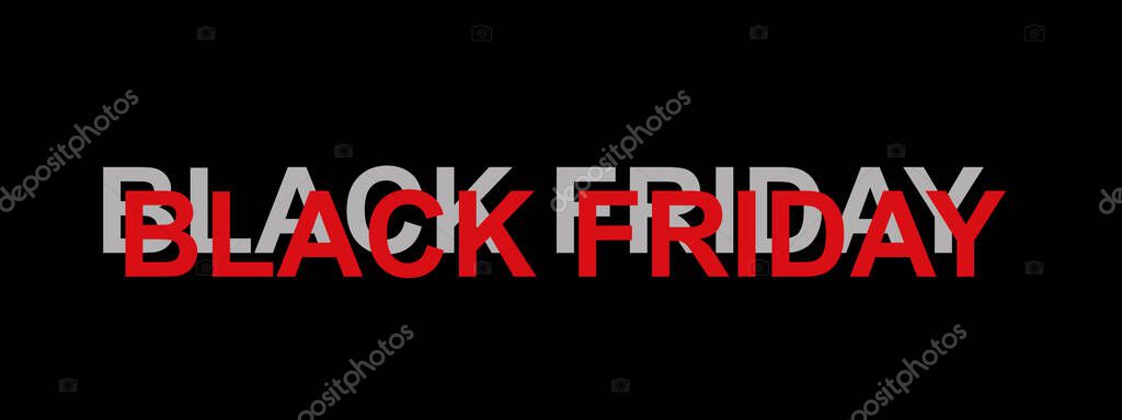 Black Friday typography banner. Black Friday modern linear typography text illustration isolated on black background. Design template for Black Friday sale banner.
