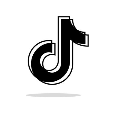 Tiktok logosu. Gerçekçi sosyal medya ikonu logoti. Tik Tok düz simgesi siyah renkli düzenlenebilir şablon. Tik Tok Düz Simge sembolü