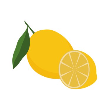 Beyaz arkaplanda simge seti limon, vektör illüstrasyonu