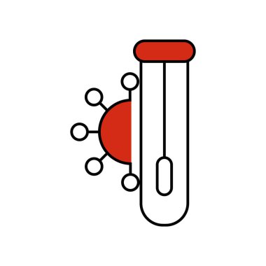 Covid PCR test vektör çizgisi simgesi. Coronavirus coronavirus tüpü test laboratuvarı