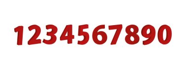3 boyutlu kırmızı sayılar kümesi. 3B sayı sembolü 