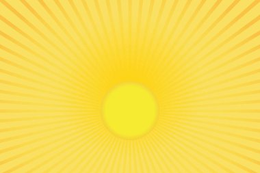 Sarı arka planda Güneş ışınları antika tarzı, Güneş patlaması desenli arka plan. Işınlar. Yaz Sancak Vektörü illüstrasyonu