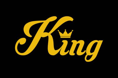 Modern Tasarım Şablonu. Tişört için King logo vektör şablonu. Lüks logo tasarımı. Kraliyet logosu tasarımı