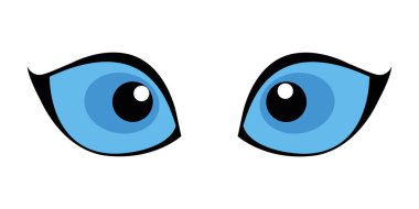 Mavi kedi gözleri beyaz arka planda izole edilmiş. Vektör illüstrasyonu