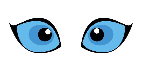 Blue cat eyes isolated on white background. Vector illustration
