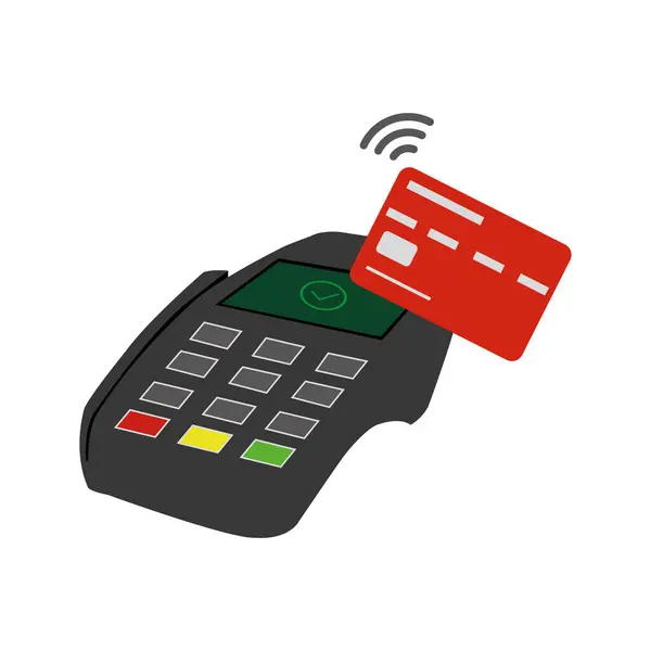 Kontaktloses Bezahlen Kassenterminal Mit Kreditkarte Transaktionen Und Zahlungskonzept — Stockvektor
