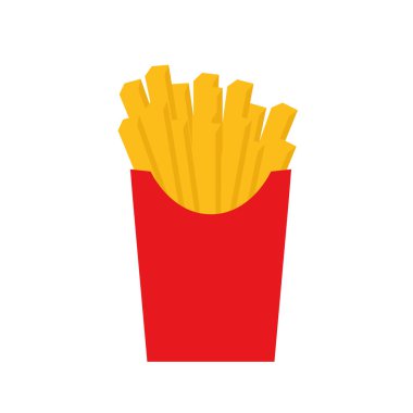 Bir paket Fransız patatesi. Çizgi film fast food kızartma patates izole edilmiş fast food çizimi