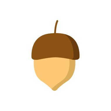 Kahverengi küçük meşe palamudu, illüstrasyon, beyaz arkaplanda vektör.