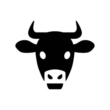 İnek kafası ikonu. İnek kafası silueti. Çiftlik hayvanı işareti.