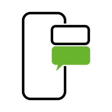 Kabarcık mesajı ikonlu telefon. Akıllı telefon konuşma iletisi metin sembolü işaretleri, vektör illüstrasyonu