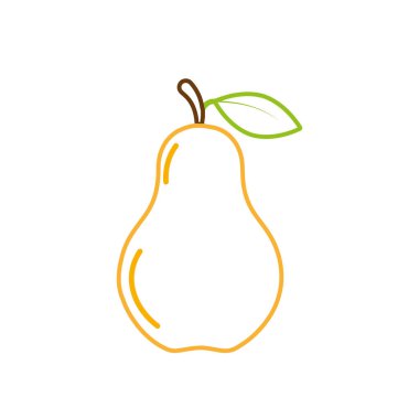 Yarım dilimlenmiş armut yalıtılmış meyve, düz tasarım vektör sembolü