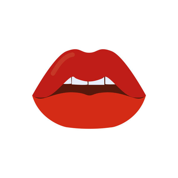 Sexy red lips isolated. Vector illustration.