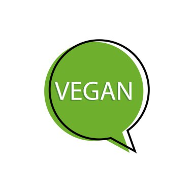 Vegan yeşil konuşma balonu ikonu. Bitkisel yaşam tarzı vejetaryenlik sağlıklı beslenme. Vegan ekolojik simgesi