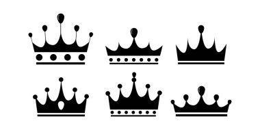 Crown icon set. Collection of vector illustrations of crowns of kings and reindeers. editable outline clipart