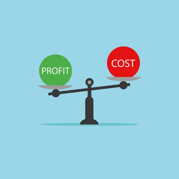 Cost Profit Scales Concept Compare Value Vector Illustration — Stock Vector