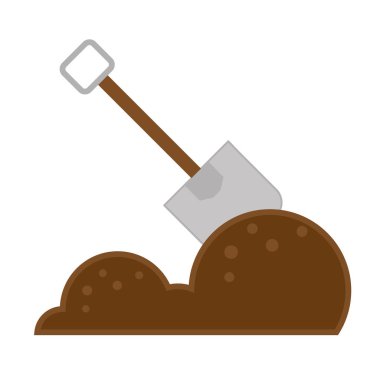 Beyaz arkaplanda izole edilmiş kürek simgesi doldurulmuş satır biçimi simgesi.