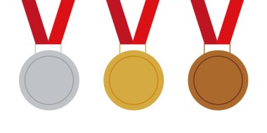 Gold, silver and bronze medal icon. Medal set. Vector set. Medal isolated on white background clipart