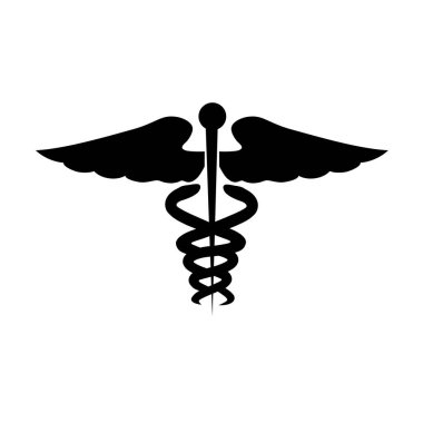 Caduceus Glyph Icon, Tıp ve Sağlık Hizmetleri, Eczane İşareti Vektör Grafikleri, Beyaz Arkaplan Üzerine Katı Bir Desen