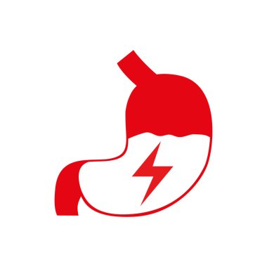 Mide ağrı hattı ve glyph simgesi, vücut ve hasta, karın ağrısı işareti, vektör grafik, beyaz bir arka plan üzerinde doğrusal bir desen
