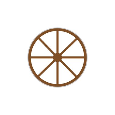 Tahta tekerlek vektörü. Beyaz zemin üzerinde ahşap tekerlek.