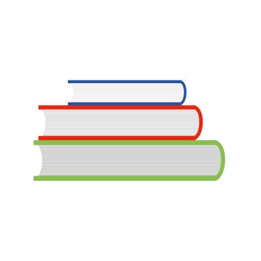 Kitaplar yan görünüm. Kapaklı okuma sembolü. farklı renklerde mukavva kaplama