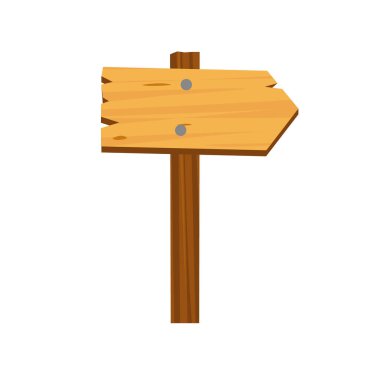 Tahta işaret direği vektörü. Tahta levha simgesi. Renkli siluet. Dikey görünüm. Vektör düz basit grafik illüstrasyonu.