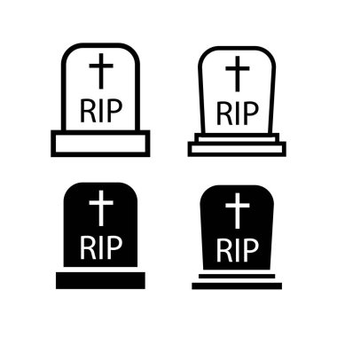 Mezar vektörü simgesini parçala. Mezar taşı ölümü huzur içinde yatsın düz cenaze sembolü.