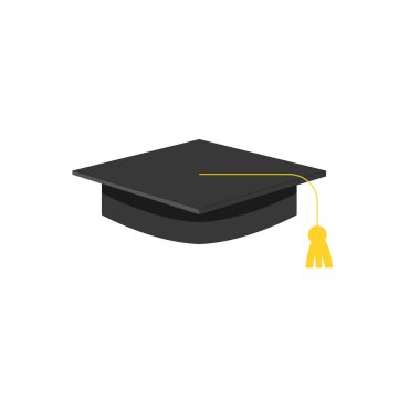 Eğitim mezuniyet kupası beyaz arka planda. Tören okulu başarısı için akademik öğrenci şapkası.