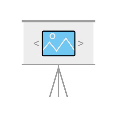 Web sitesi ve mobil uygulama için slayt gösterisi, projektör, sunum satırı vektör simgesi