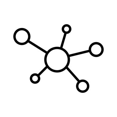 Molekül çizgisi simgesi. DNA taslak sembolü. Atom bağlantısı konsepti. Vektör beyazda izole edildi