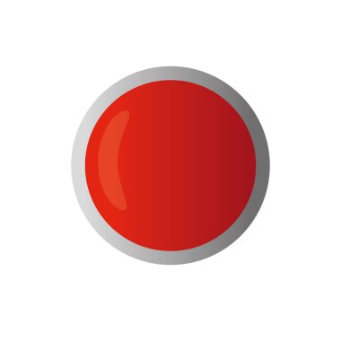 Boş daireli parlak düğme. Boş yuvarlak cam ikonu. Temiz cilalanmış kırmızı şekil