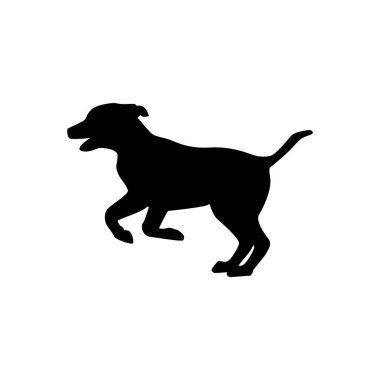 Köpek silueti sıçrama vektör simgesini çalıştır. Spor köpeği köpek hızlı profil tabela silueti arka planı