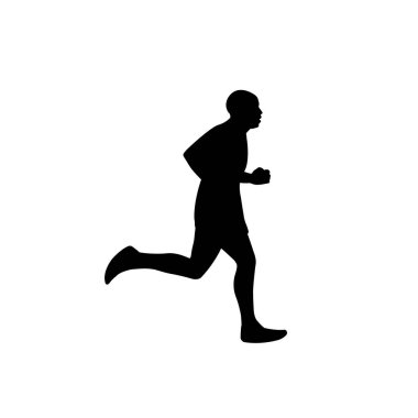 Koşan adam yan görüş vektör silueti. Koşan adam, genç yan görüş vektör silueti