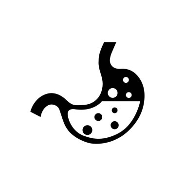 Sağlıklı mide vektörü logosu beyaz arkaplanda izole edilmiş, sindirim vektörü simgesini iyileştirir