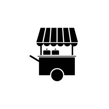 Gıda durdurma simgesi vektörü, kiosk düz işareti, beyaz arkaplanda izole edilmiş katı pictogram