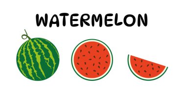 Karpuz vektörü. Beyaz arka planda karpuz. Duvar kağıdı. Metin için boş alan.