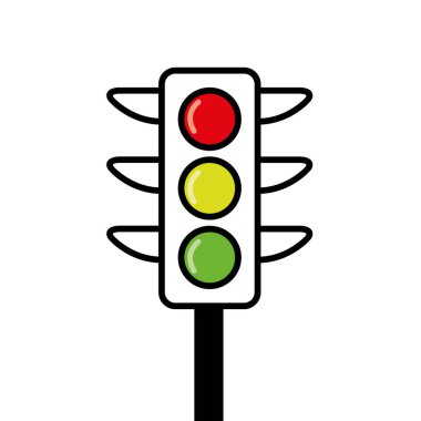 Parlak bir trafik ışığı tasviri. Vektör simgesi.