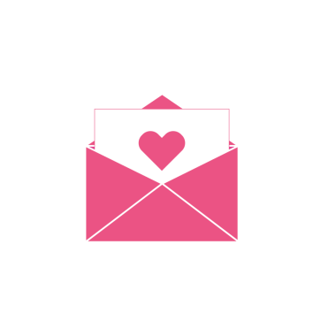 Romantik ikon pembe zarf. Zarfın içinde kalbi olan bir kart var. Düz bir aşk mektubunun tasviri.