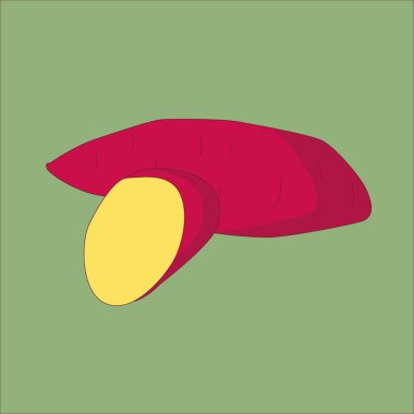 Kızarmış tatlı patates. Kızarmış patates logosu tasarımı. Japon Tatlı Patates.