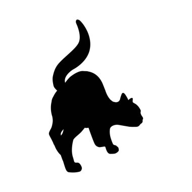 Siyah bir kedi silueti. Kedi silueti. izole edilmiş, resimleme